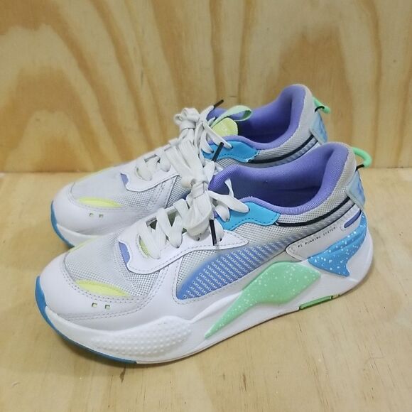 Puma RS-X Airbrush Jr White/Blue/Yellow/Elektro Green Mens sz 6.5 , Wmn's sz 8 - Picture 2 of 8